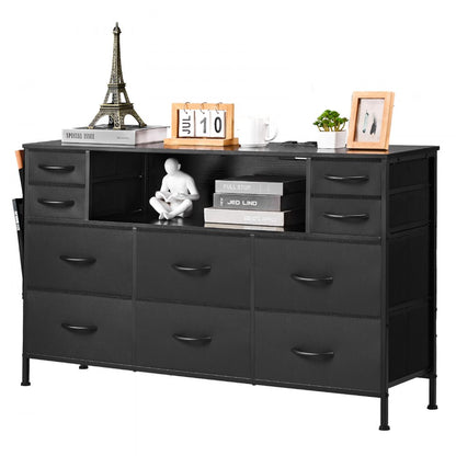 ZWE-BC-SS-07 - LED-Illuminated Fabric Dresser with Remote Control & Charging Drawers