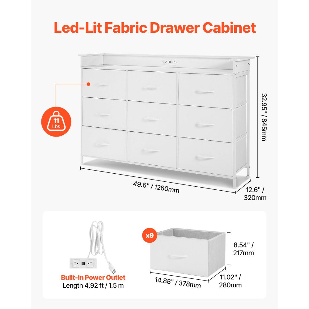 ZWE-BC-SS-11 - LED Dresser with 9 Drawers & Remote Color Control