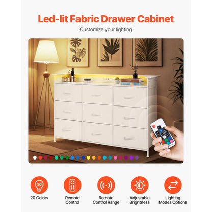 ZWE-BC-SS-11 - LED Dresser with 9 Drawers & Remote Color Control