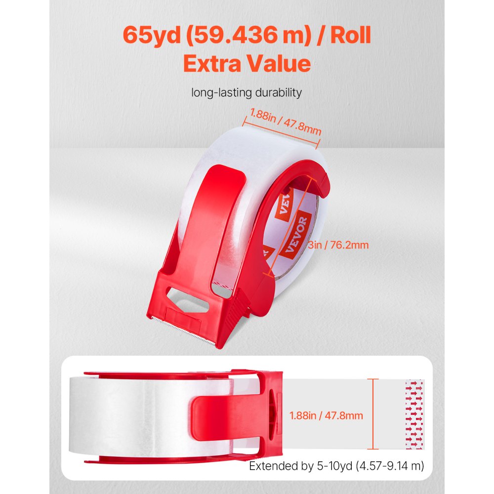 ID274865P12D2 - Heavy Duty Clear Packing Tape: 1.88in x 65yd, 12 Rolls