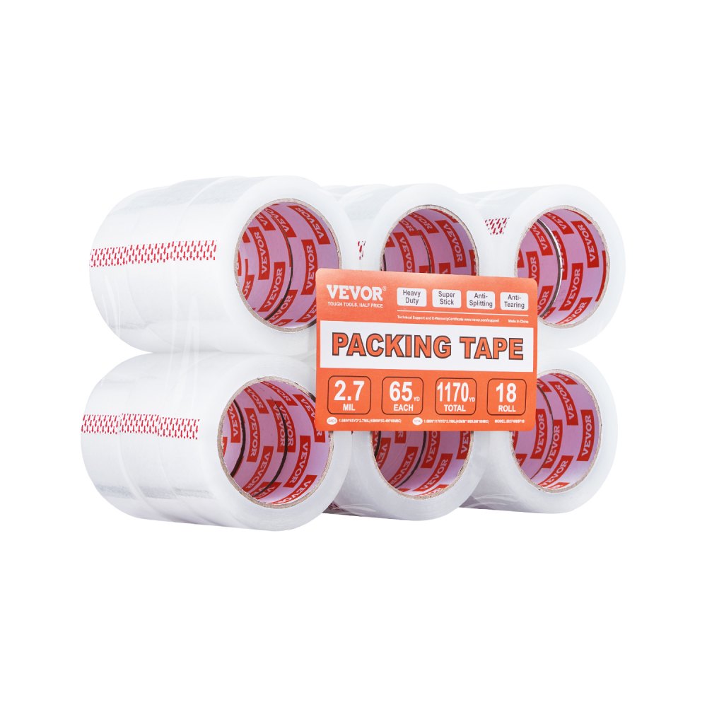 ID274865P18 - Heavy Duty Clear Packing Tape - 1.88 in x 65 yd, 18 Rolls