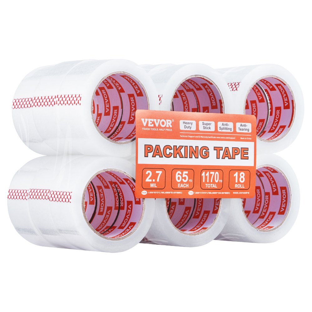 ID274865P18 - Heavy Duty Clear Packing Tape - 1.88 in x 65 yd, 18 Rolls