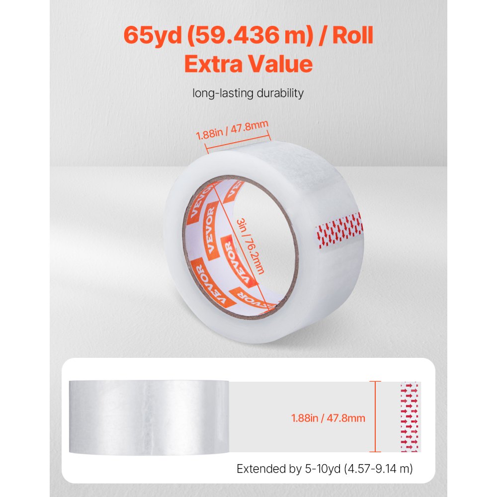 ID274865P24 - Heavy-Duty Clear Packing Tape, 24 Rolls, 65yd x 1.88in
