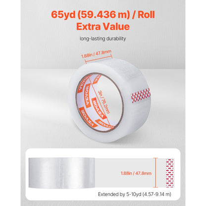 ID274865P24 - Heavy-Duty Clear Packing Tape, 24 Rolls, 65yd x 1.88in