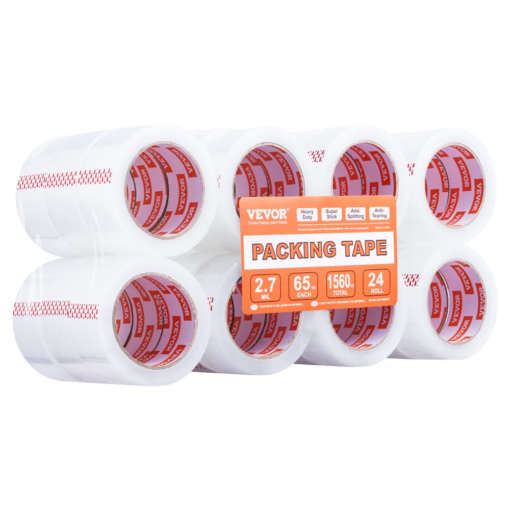 ID274865P24 - Heavy-Duty Clear Packing Tape, 24 Rolls, 65yd x 1.88in