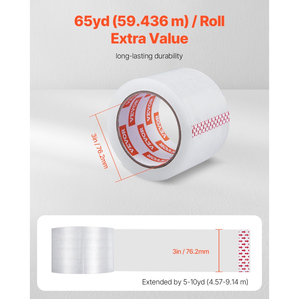 ID277665P6 - Heavy Duty 65yd Clear Packing Tape, 2.7mil, 6 Rolls