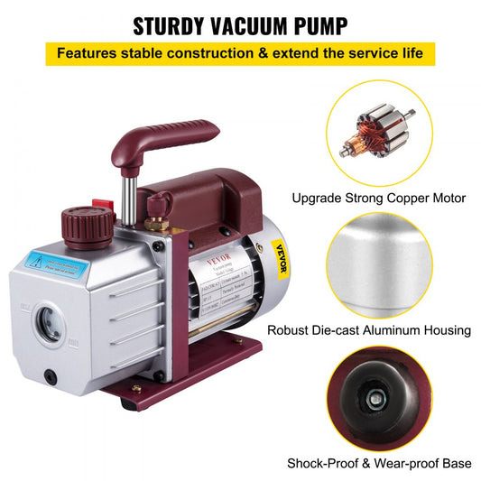 RS-1 - Lightweight 4.5CFM VEVOR Vacuum Pump for HVAC & Auto Maintenance