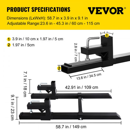 C-4000LB - Heavy-Duty 42.9" Clamp-On Forks for 4000 lbs Capacity