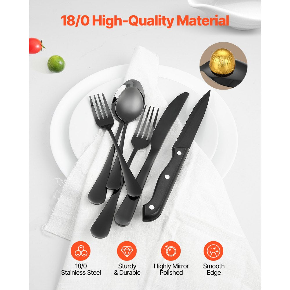 1010-48P-B - 48-Piece Elegant Stainless Steel Flatware Set for Dining