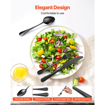 1010-48P-B - 48-Piece Elegant Stainless Steel Flatware Set for Dining
