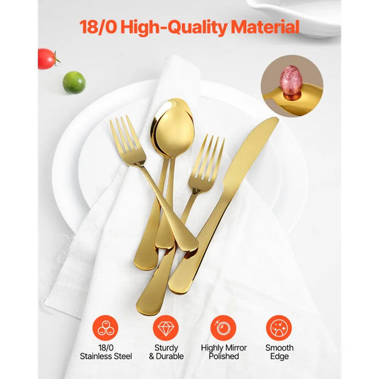 1010-60P-G - Elegant 60-Piece Stainless Steel Cutlery Set for 12