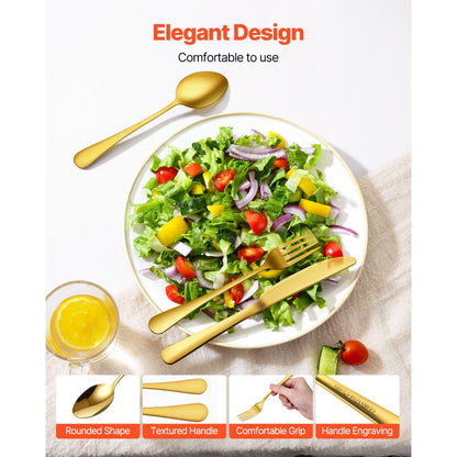 1010-60P-G - Elegant 60-Piece Stainless Steel Cutlery Set for 12