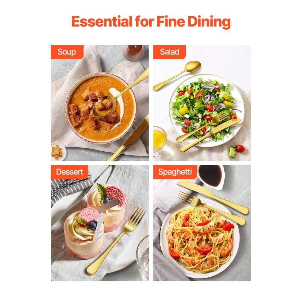 1010-60P-G - Elegant 60-Piece Stainless Steel Cutlery Set for 12