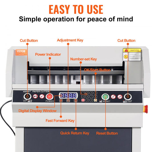 450VS+ - Industrial Metal Electric Paper Cutter, Cuts Up to 450mm