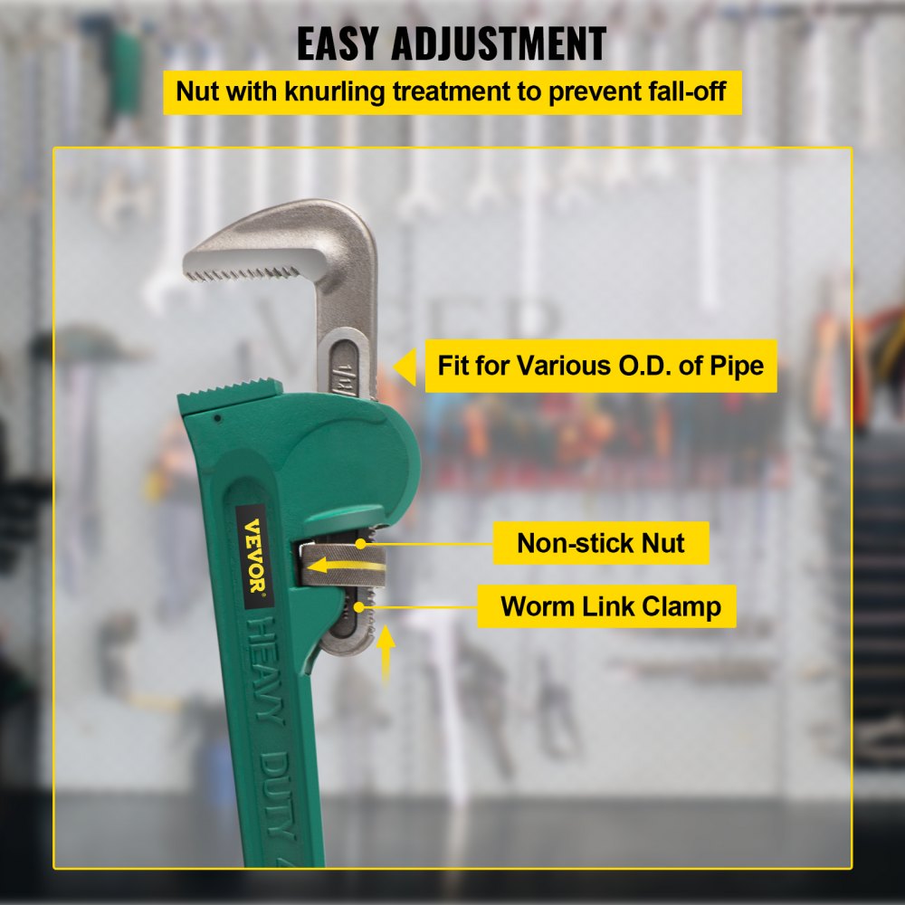 010777019523 - 48" Heavy-Duty Pipe Wrench with 4.3" Adjustable Jaw Capacity
