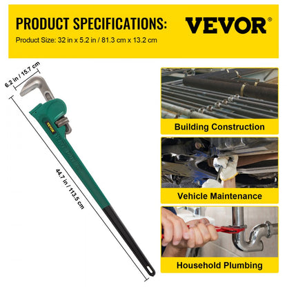 010777019523 - 48" Heavy-Duty Pipe Wrench with 4.3" Adjustable Jaw Capacity