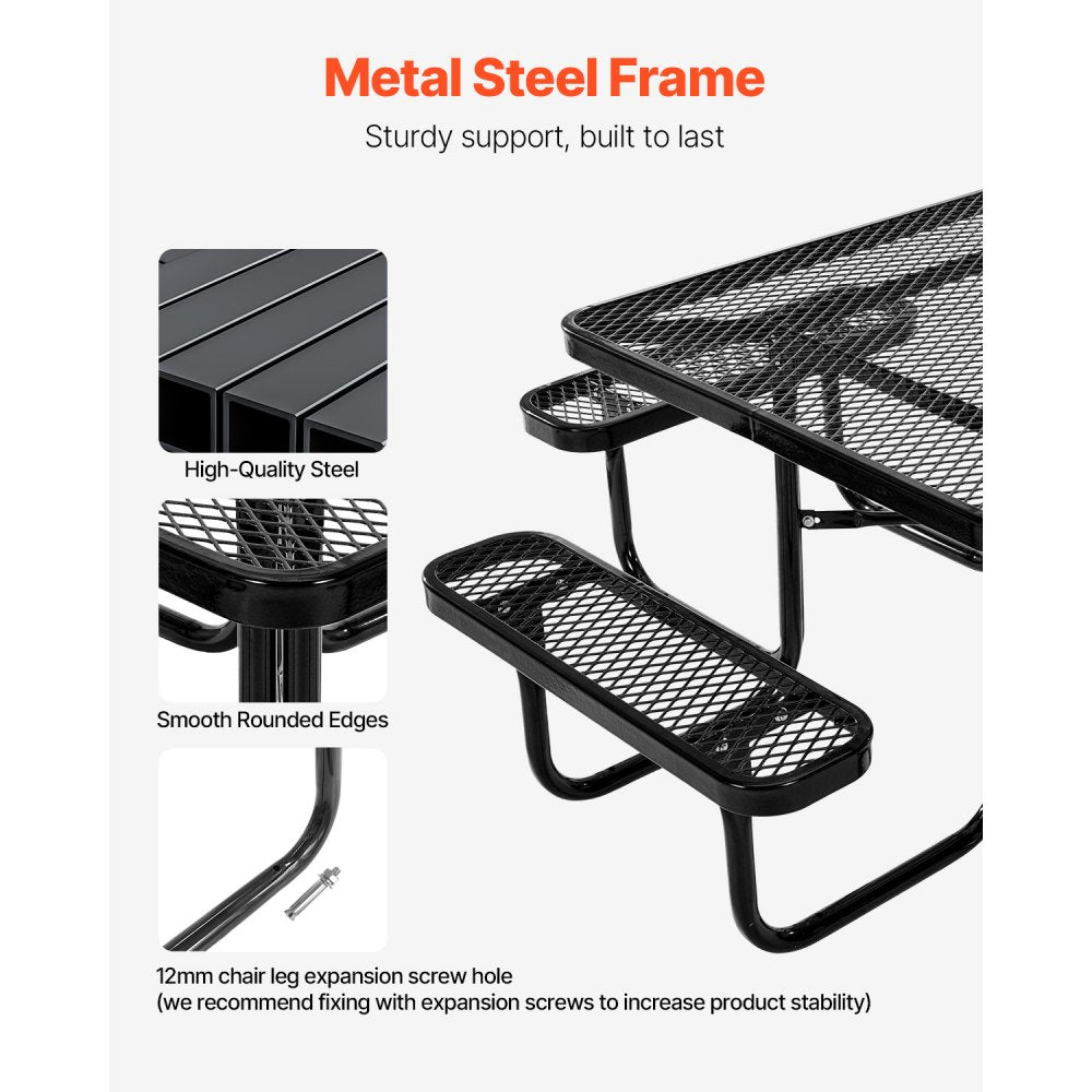 ALF-003 - Durable Steel Picnic Table for Outdoor Dining & Games