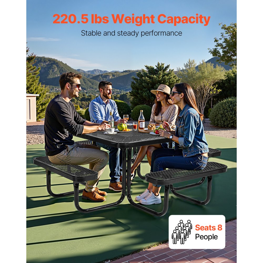 ALF-003 - Durable Steel Picnic Table for Outdoor Dining & Games