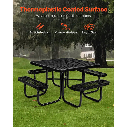 ALF-003 - Durable Steel Picnic Table for Outdoor Dining & Games