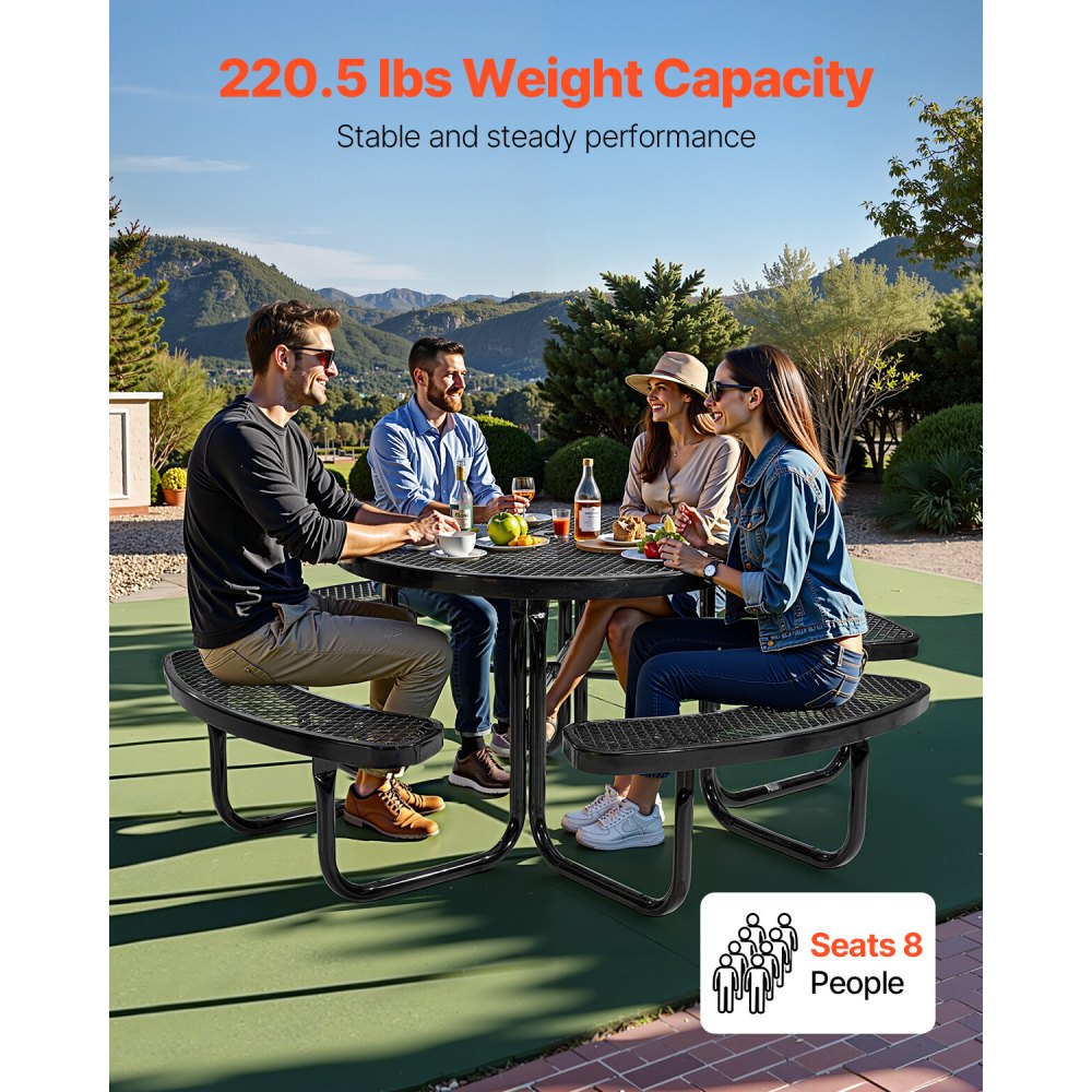 ALF-002 - Durable Round Picnic Table for Outdoor Dining & Activities