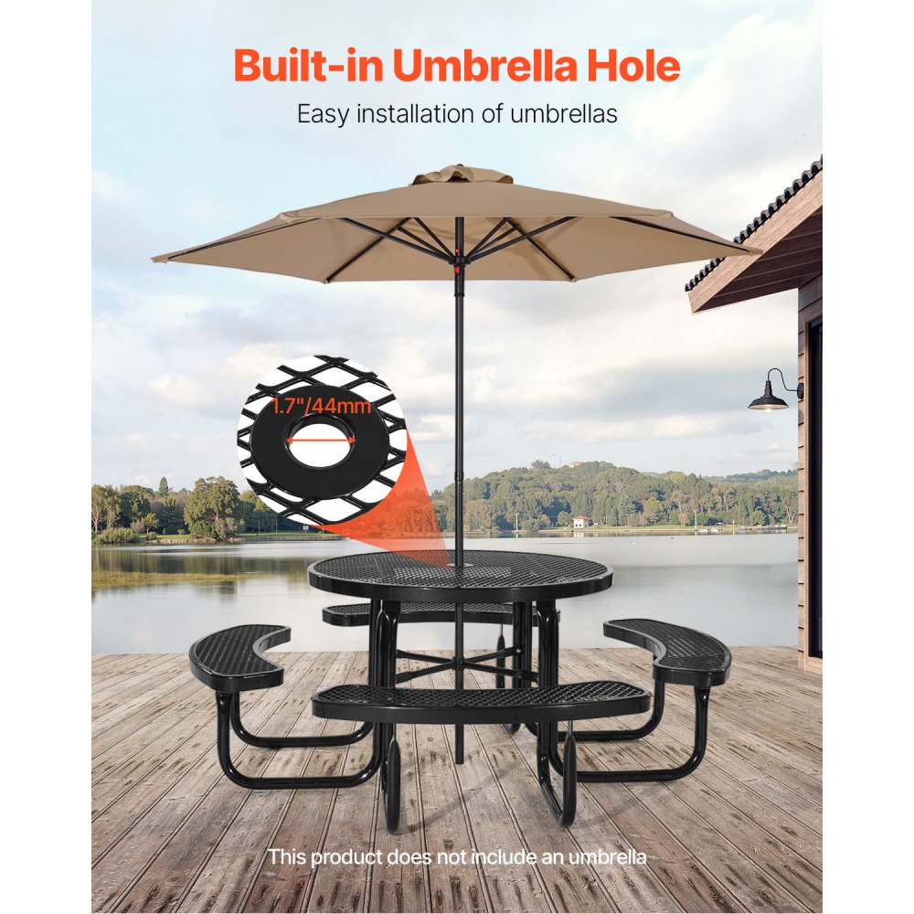 ALF-002 - Durable Round Picnic Table for Outdoor Dining & Activities