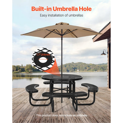 ALF-002 - Durable Round Picnic Table for Outdoor Dining & Activities