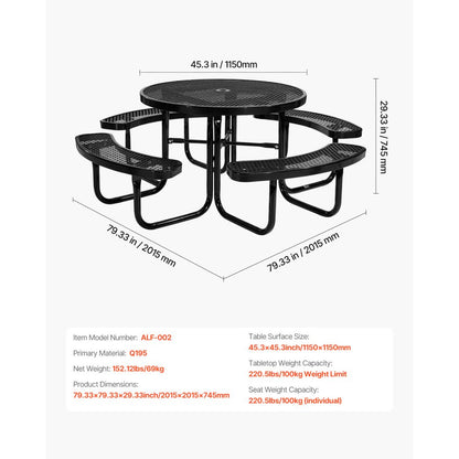 ALF-002 - Durable Round Picnic Table for Outdoor Dining & Activities
