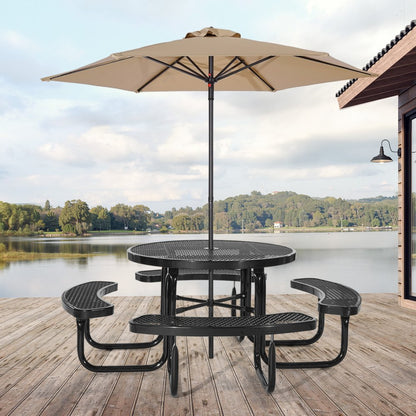 ALF-002 - Durable Round Picnic Table for Outdoor Dining & Activities