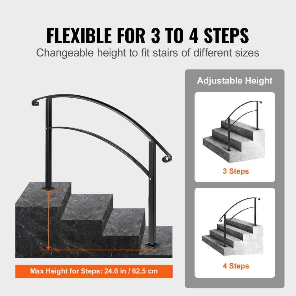 TYFS-4FT - 4-Step Wrought Iron Handrail for Outdoor Safety