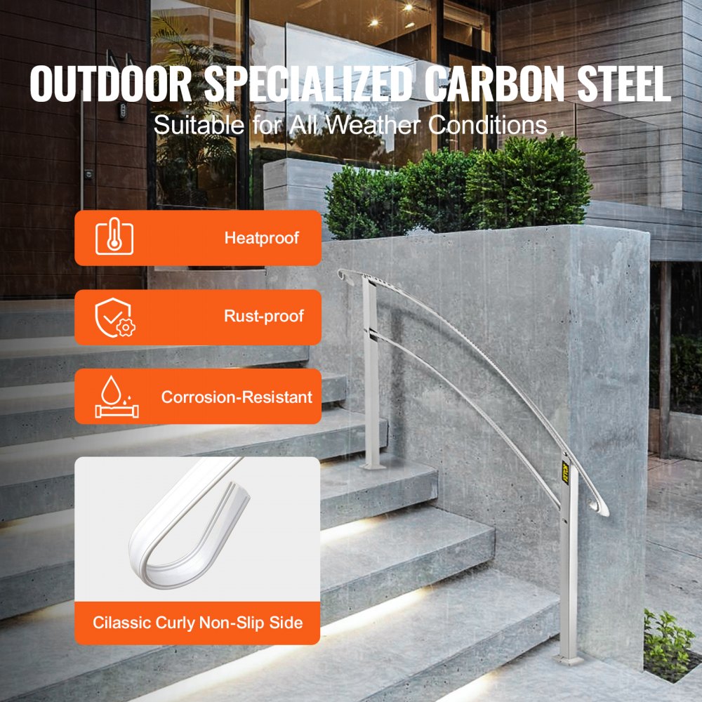 LTFSBS-4FT - Sturdy Outdoor Wrought Iron Handrail for 4-Step Safety