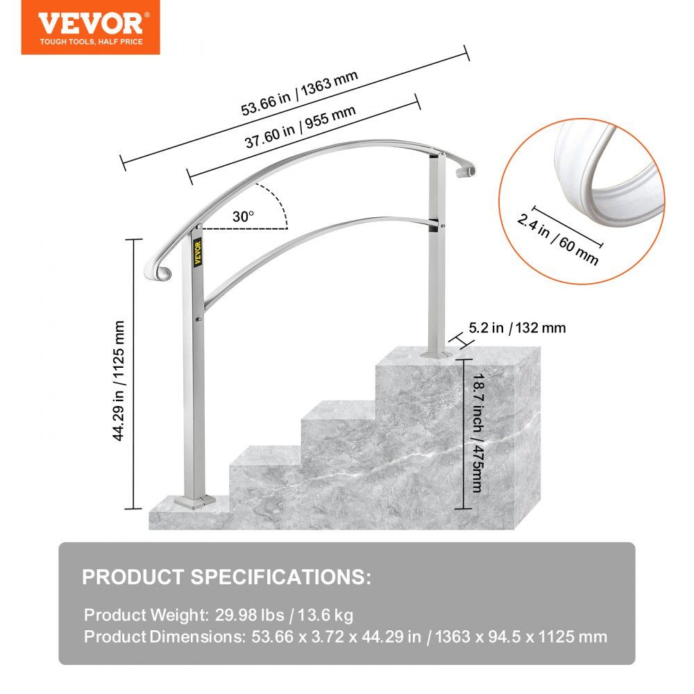 LTFSBS-4FT - Sturdy Outdoor Wrought Iron Handrail for 4-Step Safety