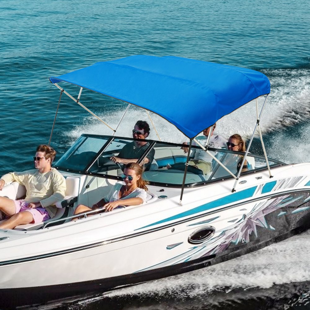4 Bow 8'L × 54" H × 91" - 96" W - Durable 900D Boat Bimini Top, Blue