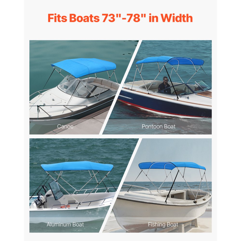 4 Bow - 600D Polyester Bimini Top 96"L x 54"H for Boats