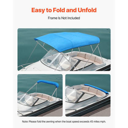 4BMN9196TENT - Durable 96" Bimini Top Canopy for Boats, UV Resistant