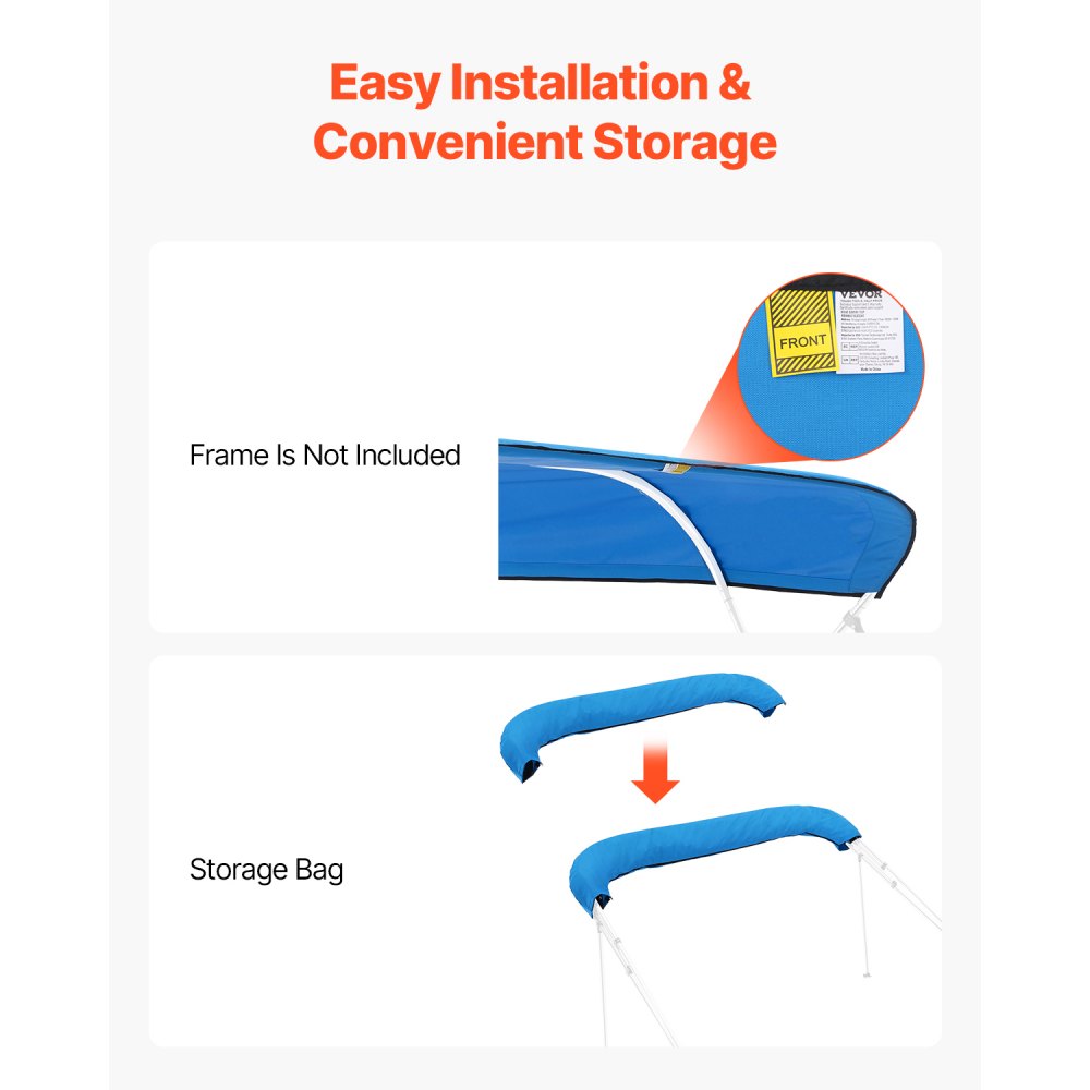 4BMN9196TENT - Durable 96" Bimini Top Canopy for Boats, UV Resistant