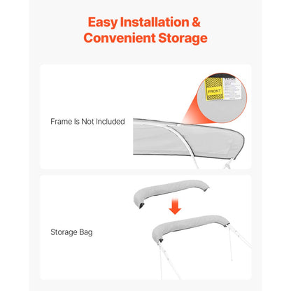 4BMN9196TENT - 96"L Durable Bimini Boat Canopy with Storage Bag