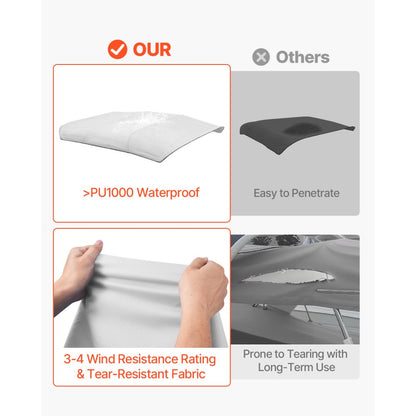 4BMN97103TENT - Durable 96"L Boat Bimini Awning Top in Light Grey