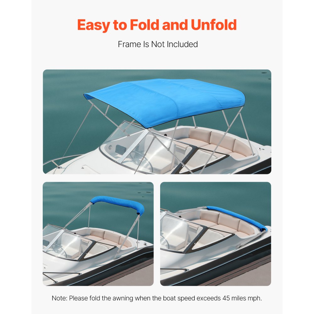 4BMN97103TENT - Durable 96"L Boat Awning Canopy with Custom Storage Bag