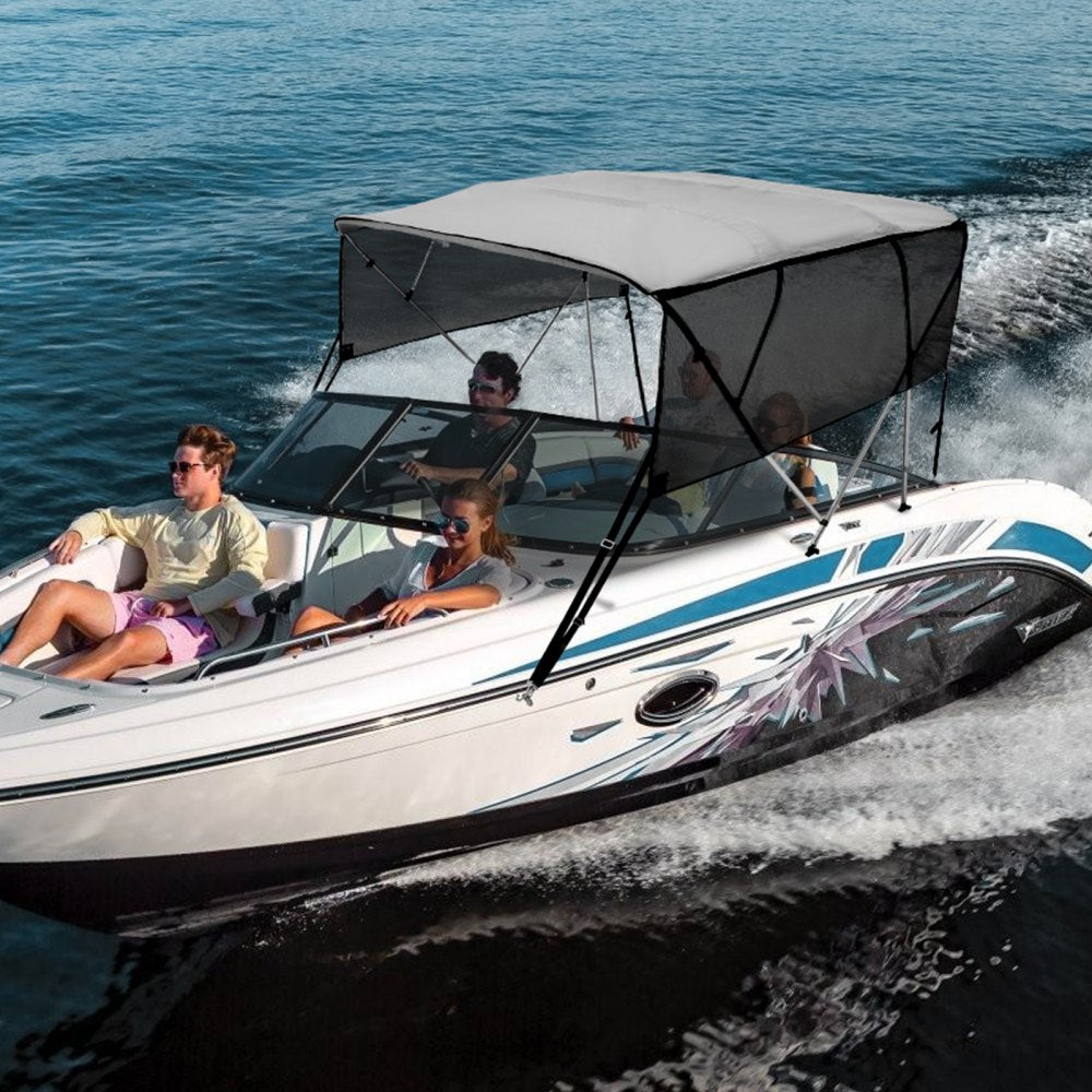 4 Bow 8'L × 54"H × 79" - 84"W - VEVOR UV50+ Bimini Top, Light Grey Shade