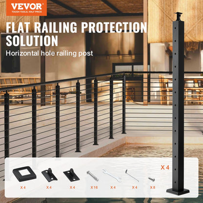 HR-001 - 42" Stainless Steel Cable Railing Post for Easy Installation