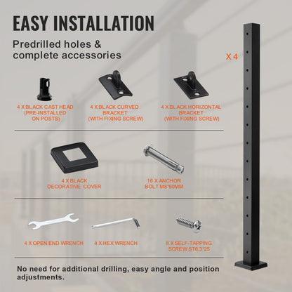 HR-001 - 42" Stainless Steel Cable Railing Post for Easy Installation