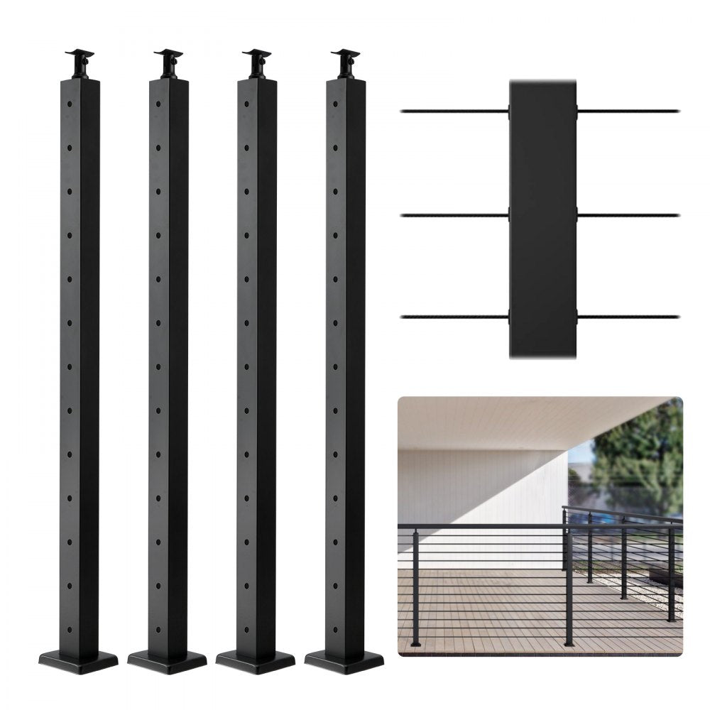 HR-001 - 42" Stainless Steel Cable Railing Post for Easy Installation