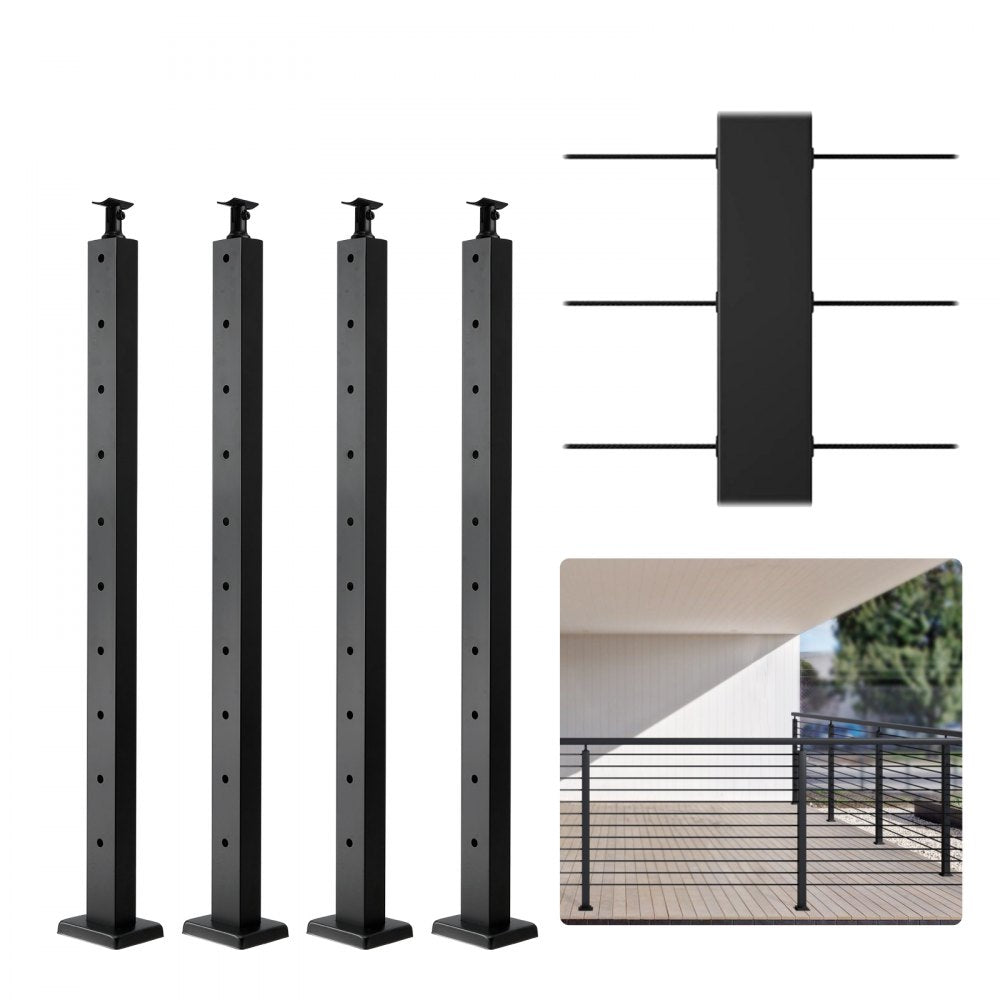 HR-004 - Durable 36" SUS304 Steel Railing Post for Decks & Balconies