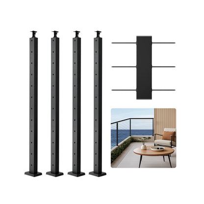 HR-003 - 42" SUS304 Stainless Steel Cable Railing Post with Pre-Drilled Holes