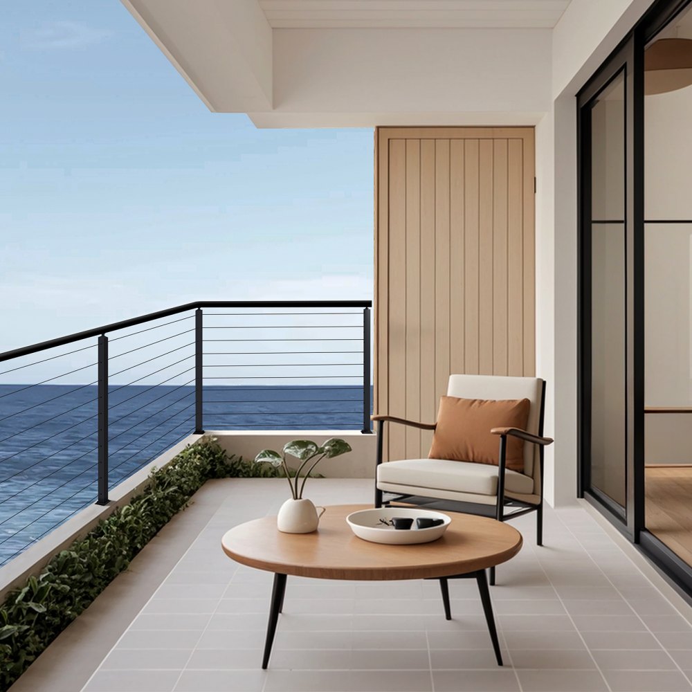 HR-004 - 36" SUS304 Stainless Steel Cable Railing Post with Pre-Drilled Holes