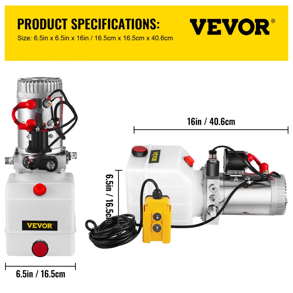 010810982276 - 4 Quart Single-Acting Hydraulic Pump with 12V DC Motor