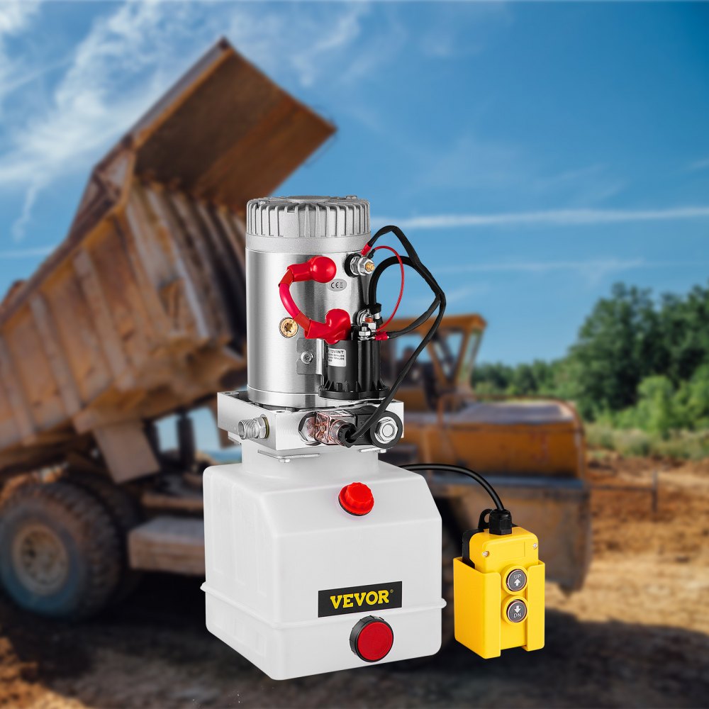 010810982276 - 4 Quart Single-Acting Hydraulic Pump with 12V DC Motor