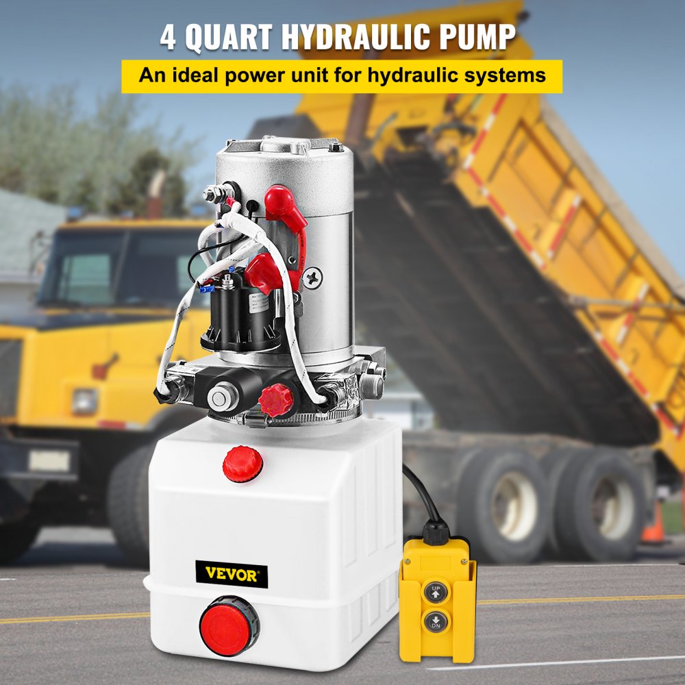 010732530224 - 4 Quart Double Acting Hydraulic Pump for Dump Trailers