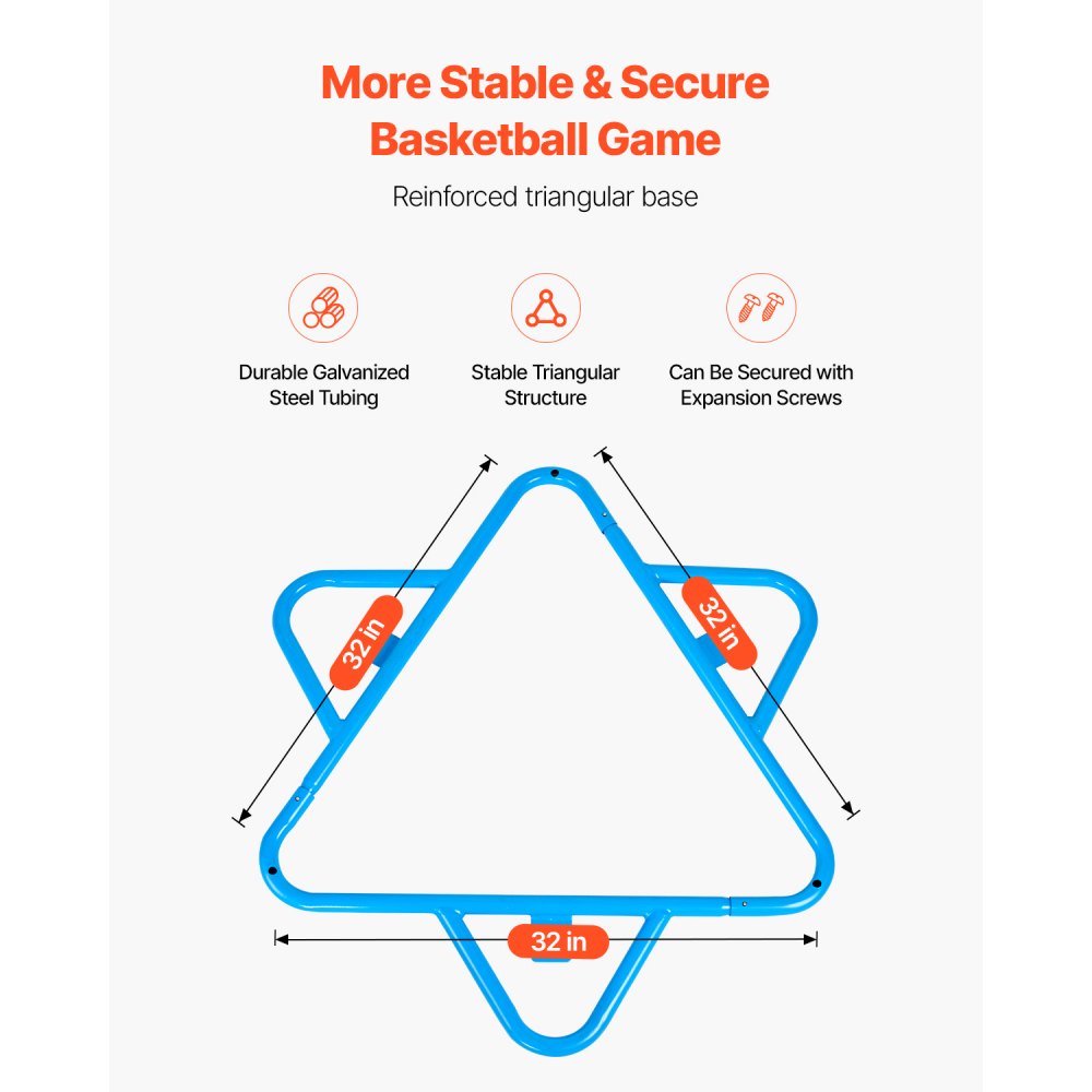 JYG-33805 - Adjustable Kids Basketball Hoop 37.8" to 55.5", Indoor/Outdoor