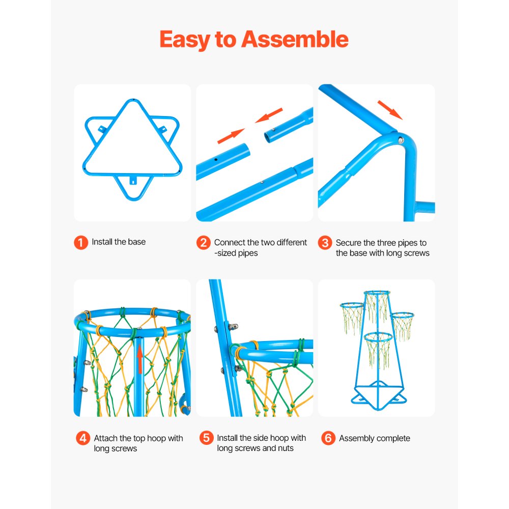 JYG-33805 - Adjustable Kids Basketball Hoop 37.8" to 55.5", Indoor/Outdoor